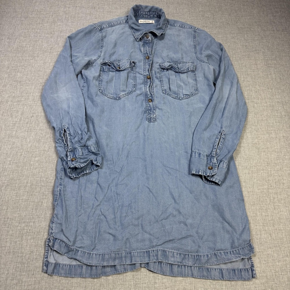 Abercrombie & Fitch Chambray Shirt Dress Womens Small Blue Denim Western